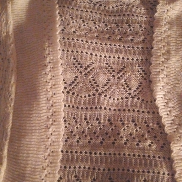 JACLyn Smith sweater Open front Pointelle knit shrug 1X white Y2K style - Picture 5 of 10